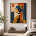 Geometric Woman Portrait Canvas Wall Art Aura Canvas