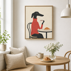 Greyhound coffee canvas wall art in breakfast nook mockup