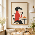 Greyhound coffee canvas wall art in dining room mockup