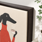 Greyhound coffee canvas wall art espresso frame close-up
