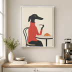 Greyhound coffee canvas wall art in kitchen mockup