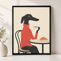 Greyhound coffee canvas wall art black frame mockup