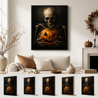Halloween Skeleton Pumpkin Canvas Wall Art Aura Canvas