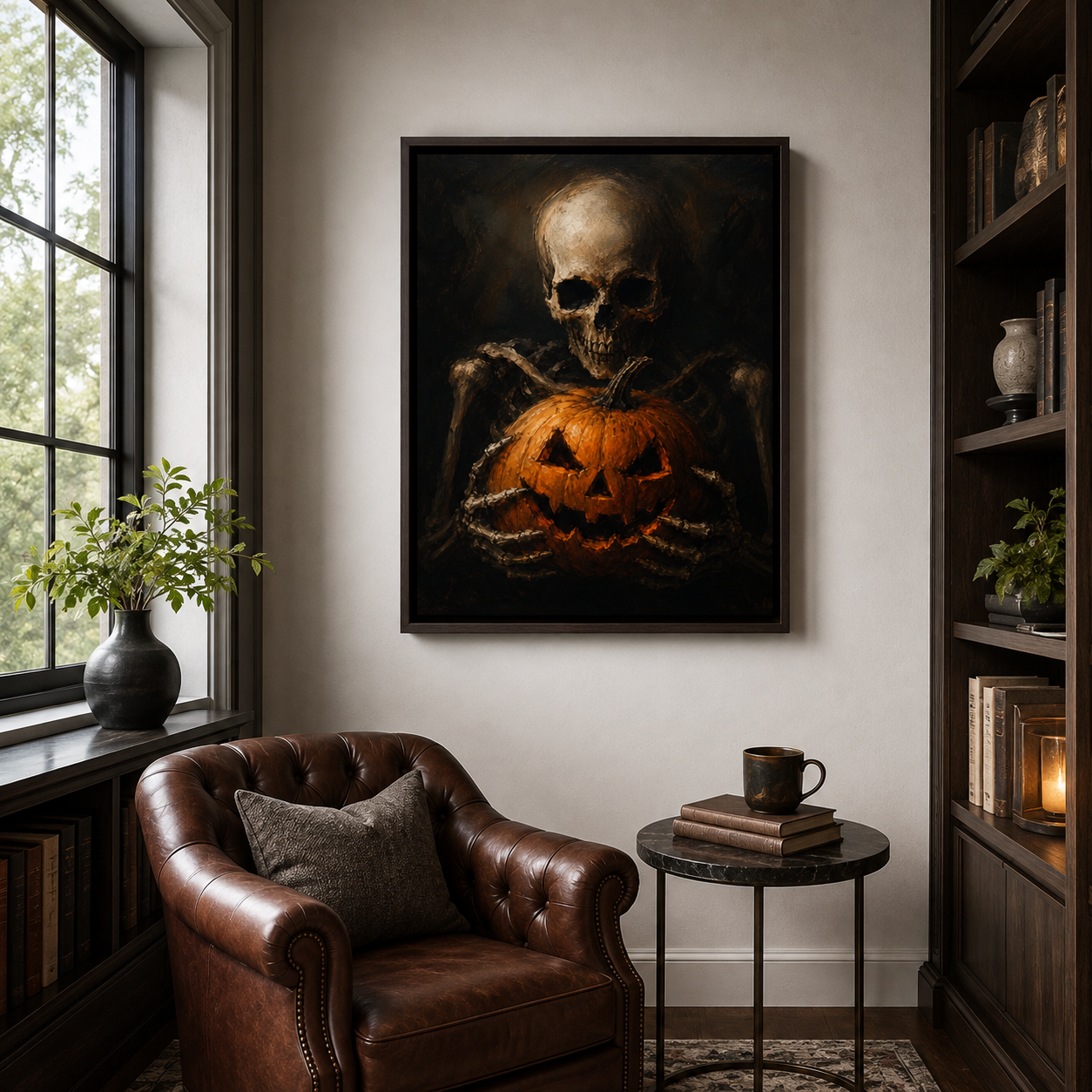 Halloween Skeleton Pumpkin Canvas Wall Art Aura Canvas
