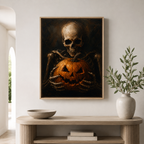 Halloween Skeleton Pumpkin Canvas Wall Art Aura Canvas