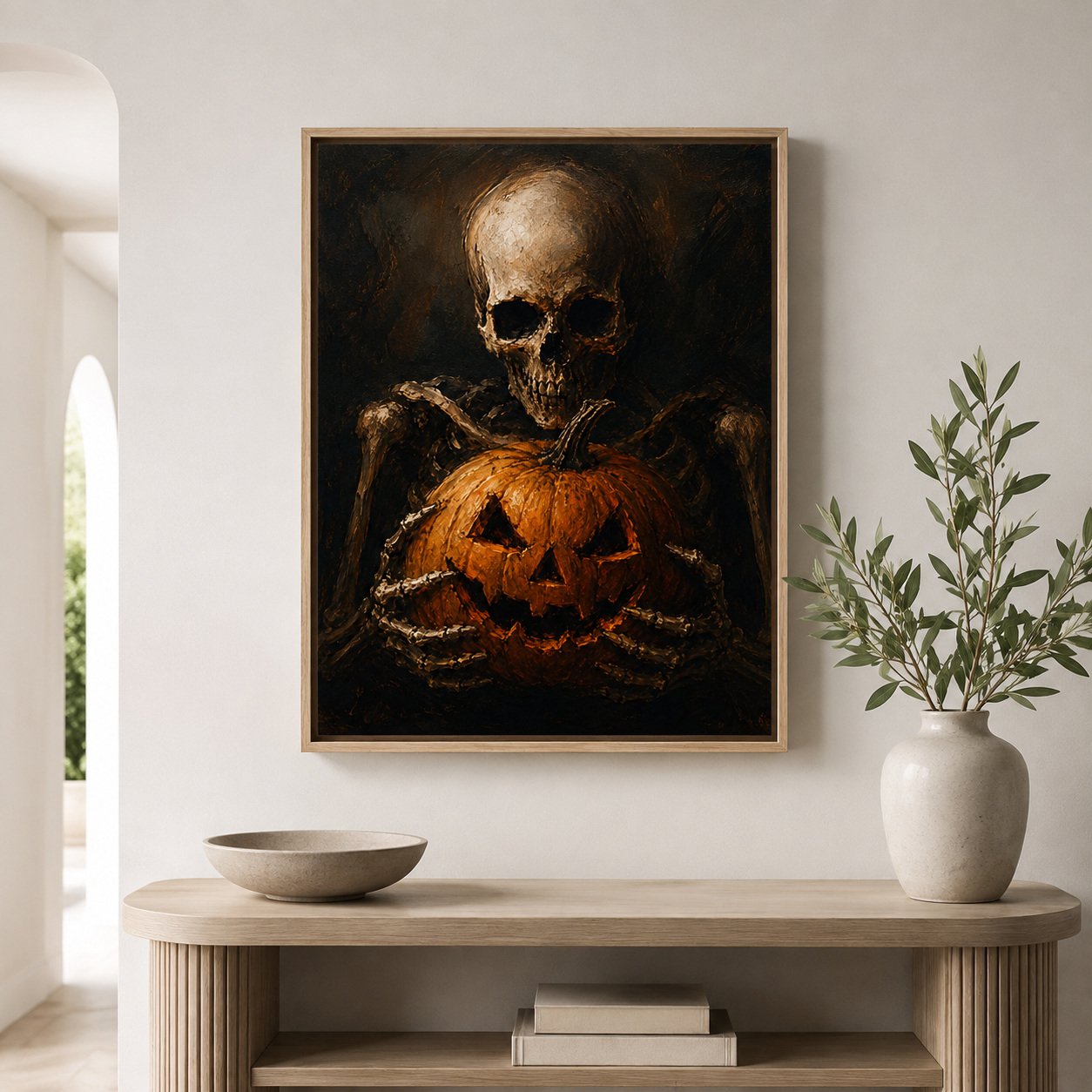 Halloween Skeleton Pumpkin Canvas Wall Art Aura Canvas