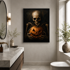 Halloween Skeleton Pumpkin Canvas Wall Art Aura Canvas