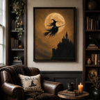 Halloween Witch Castle Canvas Wall Art Aura Canvas
