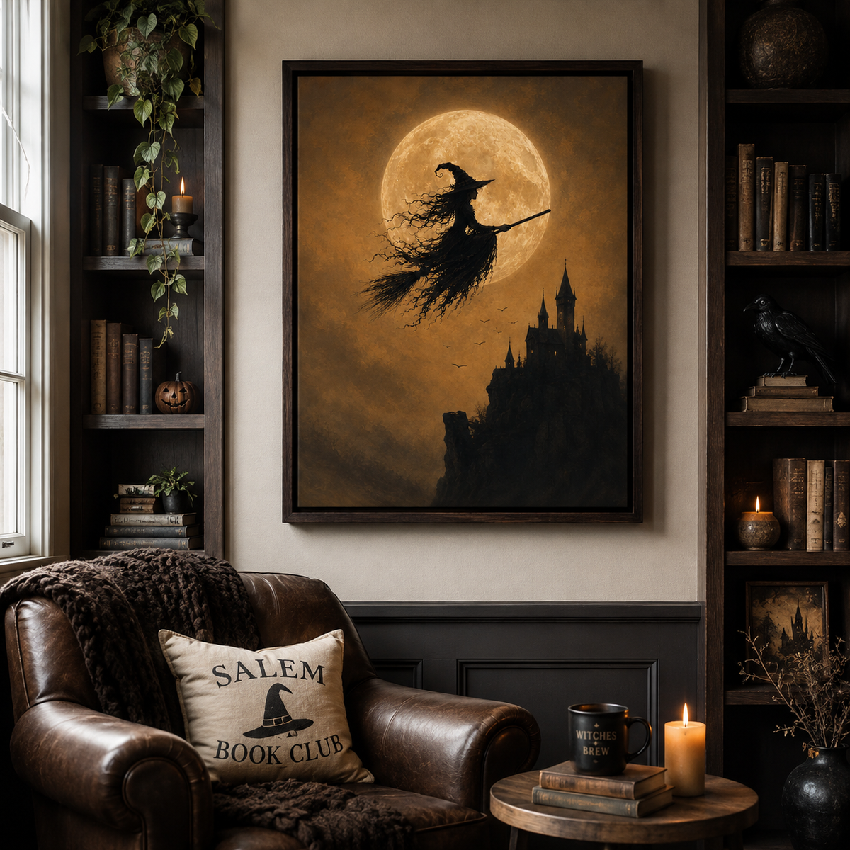 Halloween Witch Castle Canvas Wall Art Aura Canvas