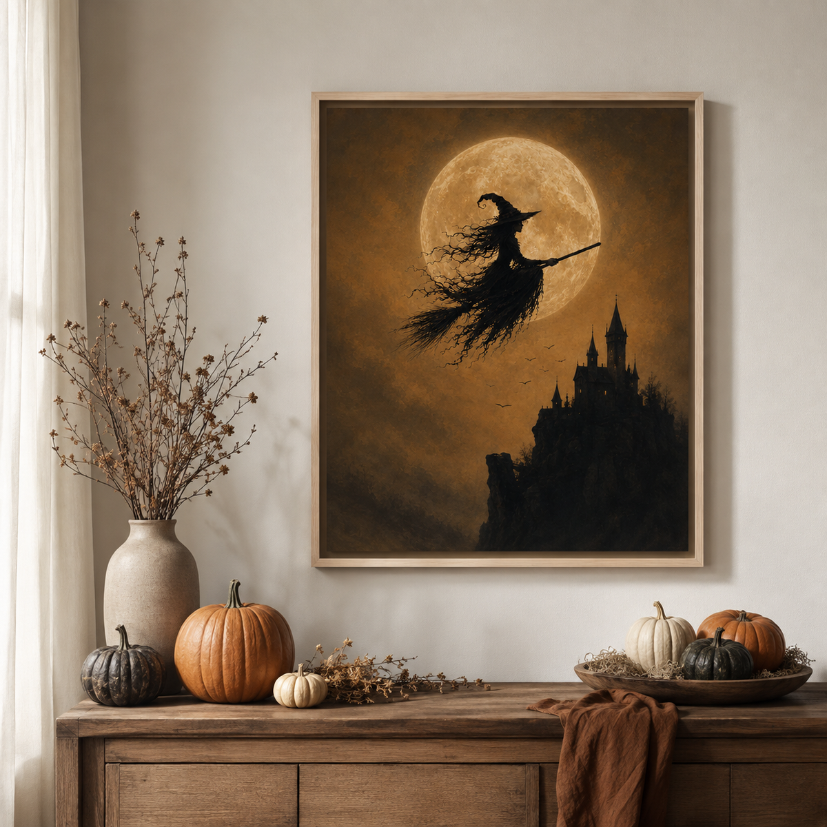Halloween Witch Castle Canvas Wall Art Aura Canvas