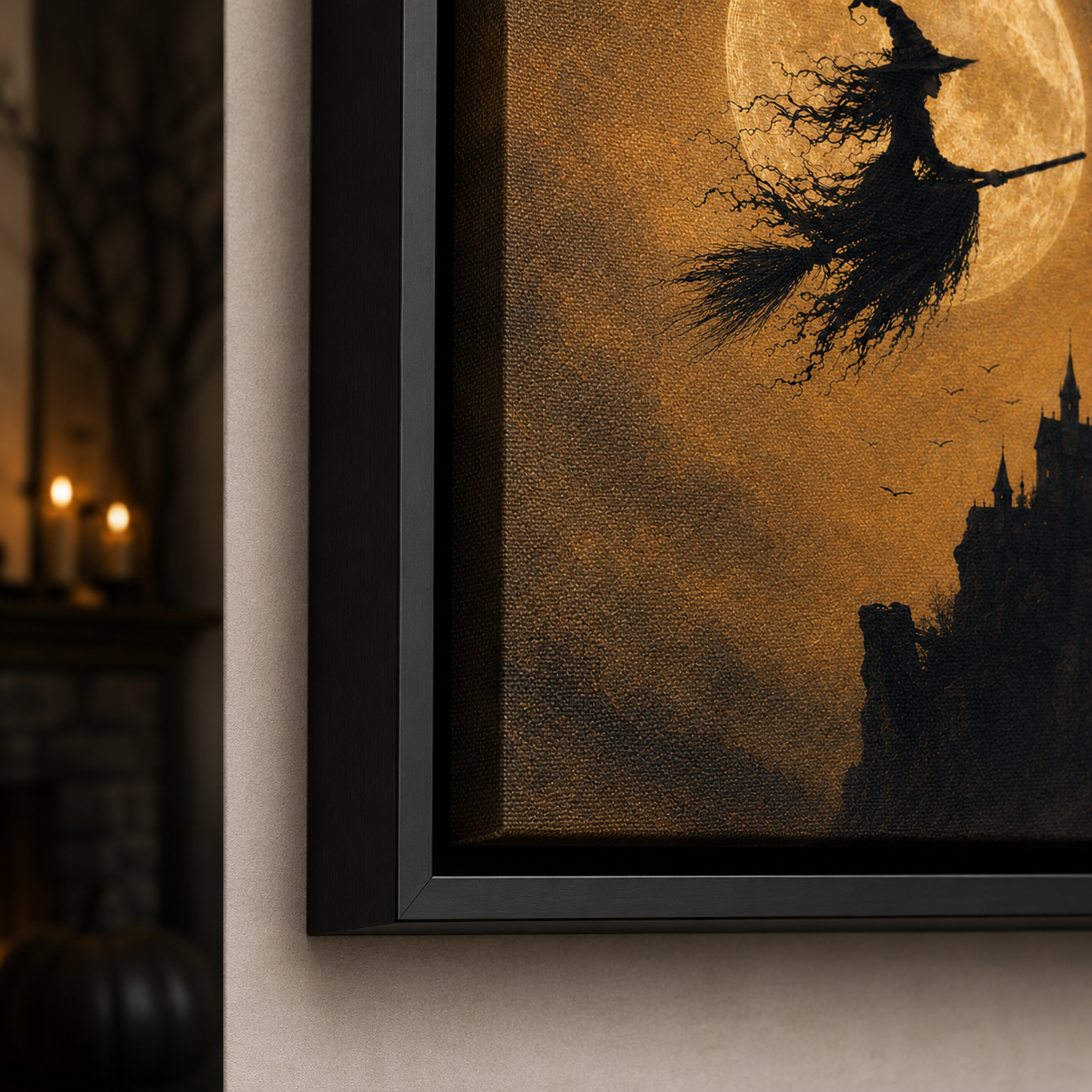 Halloween Witch Castle Canvas Wall Art Aura Canvas