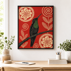 Hummingbird Canvas Wall Art home office mockup