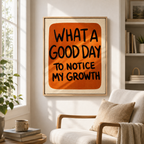 Motivational growth quote canvas wall art in living room mockup