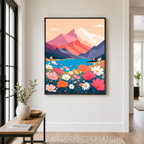 Mountain wildflower canvas wall art entryway mockup