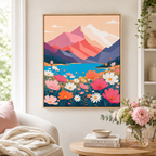Mountain wildflower canvas wall art floral living room mockup