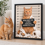 Custom Funny Pet Mugshot Bathroom Canvas Wall Art - personalized canvas preview