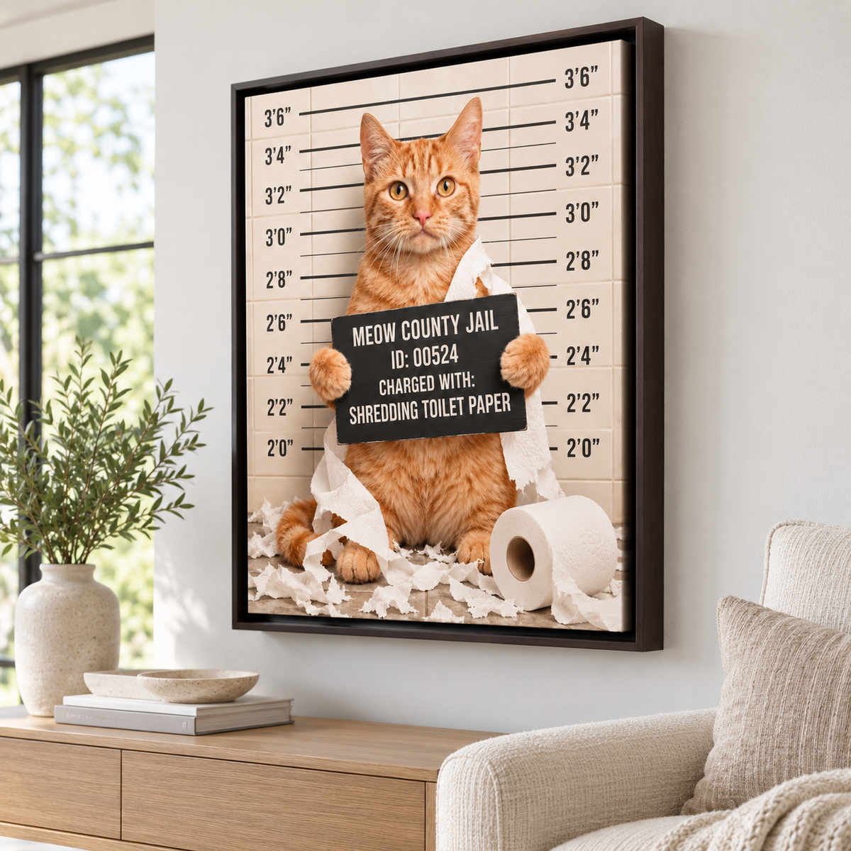 Custom Funny Pet Mugshot Bathroom Canvas Wall Art - personalized canvas detail 8