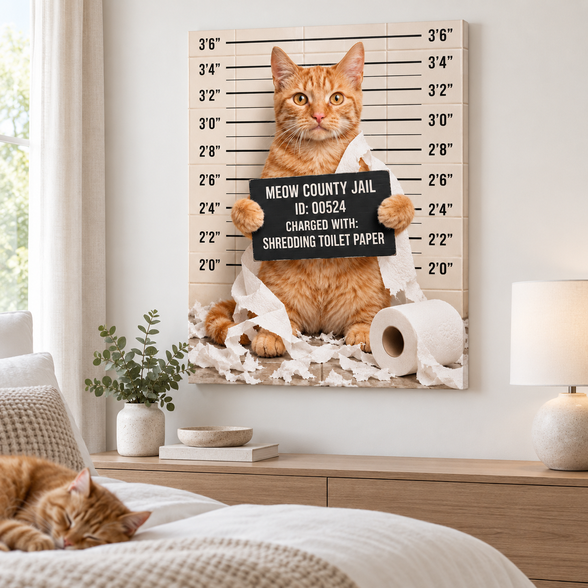 Custom Funny Pet Mugshot Bathroom Canvas Wall Art - personalized canvas detail 7