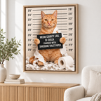 Custom Funny Pet Mugshot Bathroom Canvas Wall Art - personalized canvas detail 6