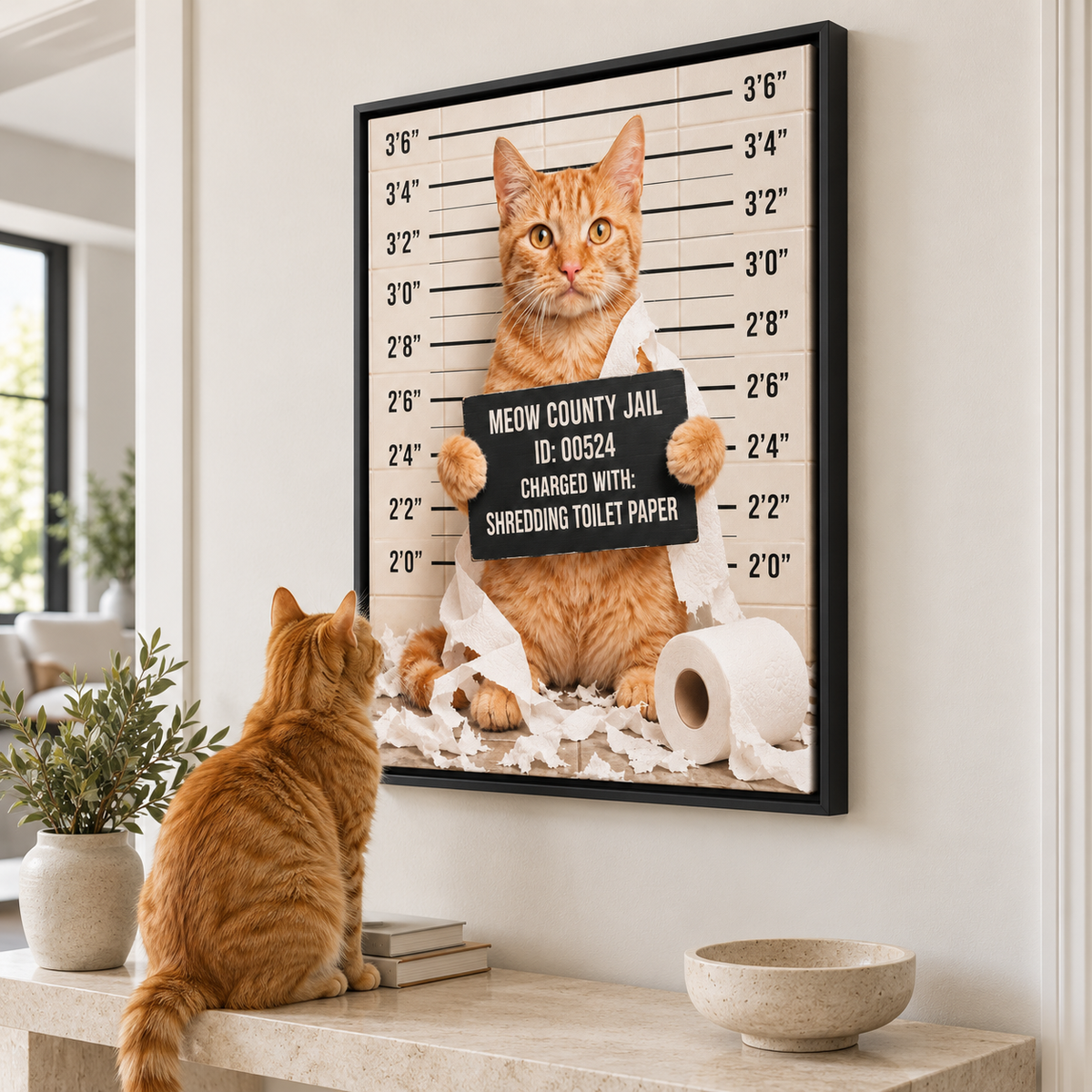 Custom Funny Pet Mugshot Bathroom Canvas Wall Art - personalized canvas detail 4