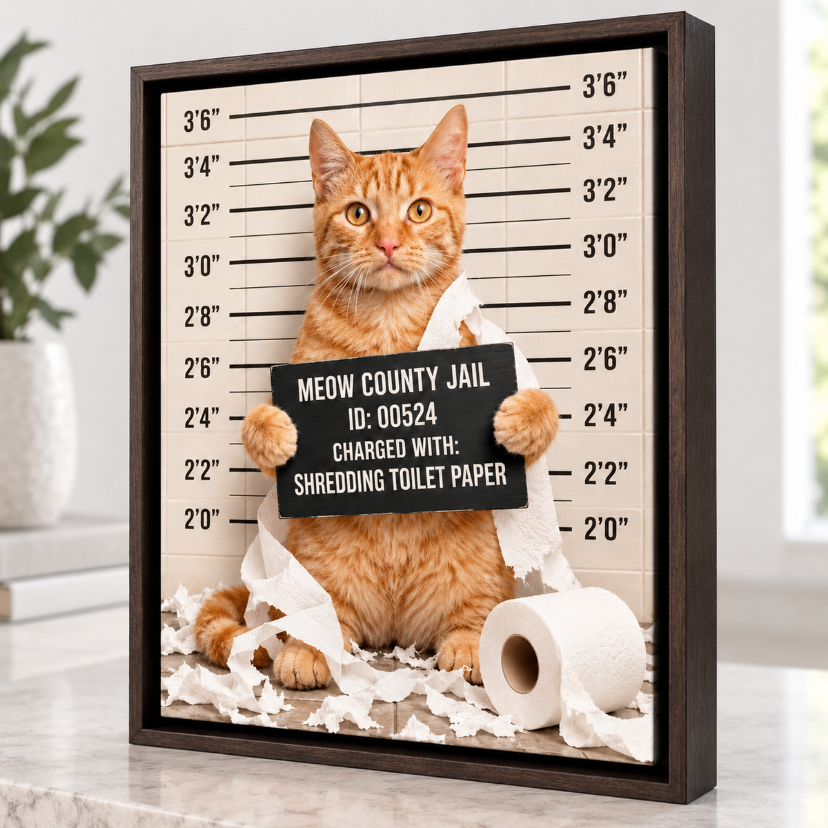 Custom Funny Pet Mugshot Bathroom Canvas Wall Art - personalized canvas detail 9