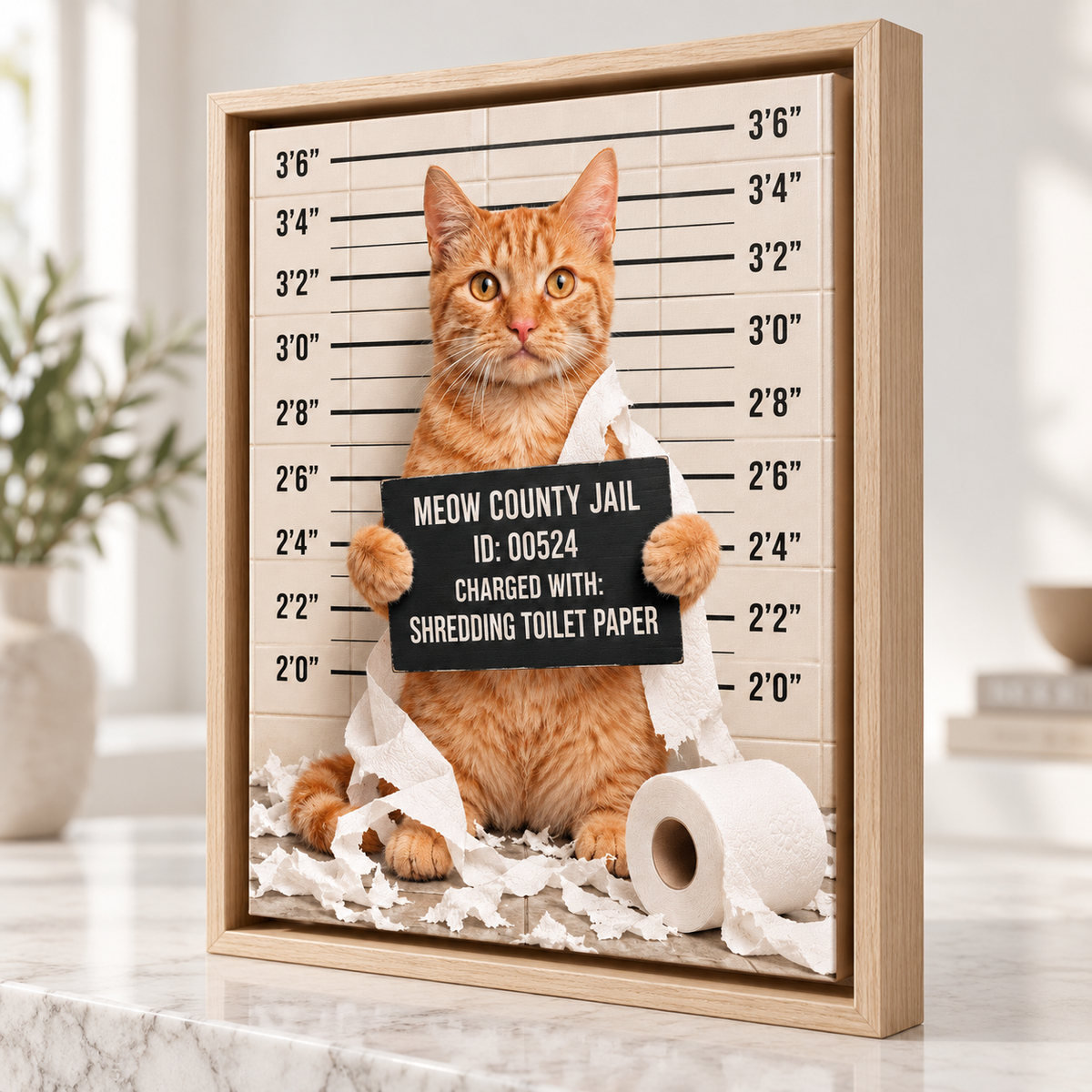 Custom Funny Pet Mugshot Bathroom Canvas Wall Art - personalized canvas detail 10