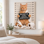 Custom Funny Pet Mugshot Bathroom Canvas Wall Art - framed canvas mockup