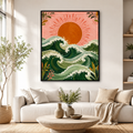 Ocean Waves Sunset Canvas Wall Art Aura Canvas