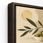 Olive Branch Canvas Wall Art dark frame detail