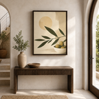 Olive Branch Canvas Wall Art in a dark frame