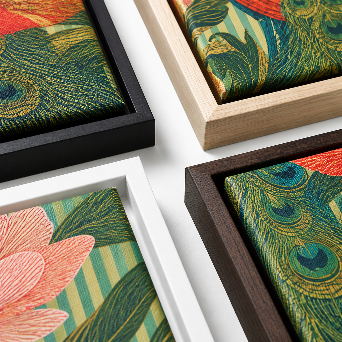 Peacock Canvas Wall Art frame color details