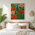 Peacock Canvas Wall Art bedroom mockup