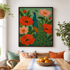 Peacock Canvas Wall Art dining room mockup
