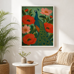 Peacock Canvas Wall Art lounge mockup