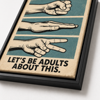 Rock paper scissors canvas art close-up with black frame