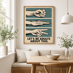 Rock paper scissors canvas wall art in dining room mockup