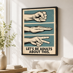 Rock paper scissors canvas wall art in living room mockup