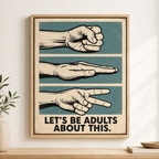 Rock paper scissors canvas wall art in natural frame mockup