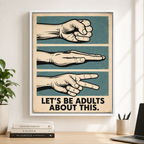 Rock paper scissors canvas wall art in office mockup