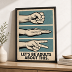 Rock paper scissors canvas wall art shelf mockup