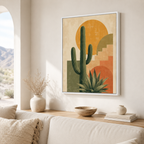 Southwestern cactus canvas wall art desert living room mockup
