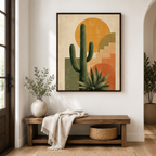 Southwestern cactus canvas wall art entryway mockup
