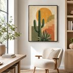 Southwestern cactus canvas wall art home office mockup