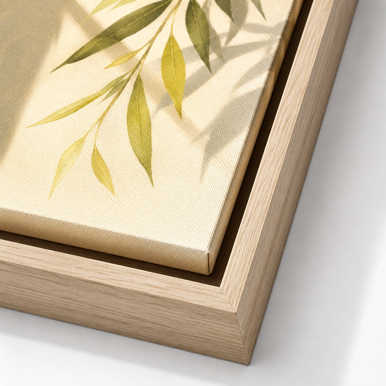 Sunlit Leaves Canvas Wall Art natural frame close-up