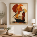 Vintage Sailboat Canvas Wall Art living room mockup