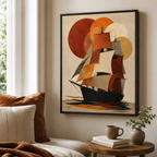 Vintage Sailboat Canvas Wall Art bedroom mockup