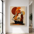 Vintage Sailboat Canvas Wall Art hallway mockup