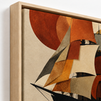 Vintage Sailboat Canvas Wall Art natural frame close-up