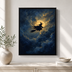 Witch Flying Moon Canvas Wall Art Aura Canvas