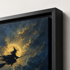 Witch Flying Moon Canvas Wall Art Aura Canvas